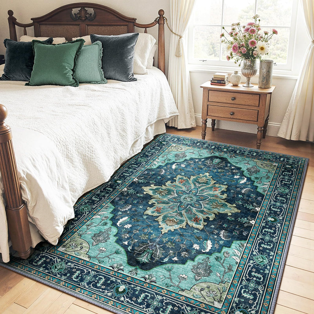 Washable Area Rug (Teal / 4' x 5' (Rectangular))