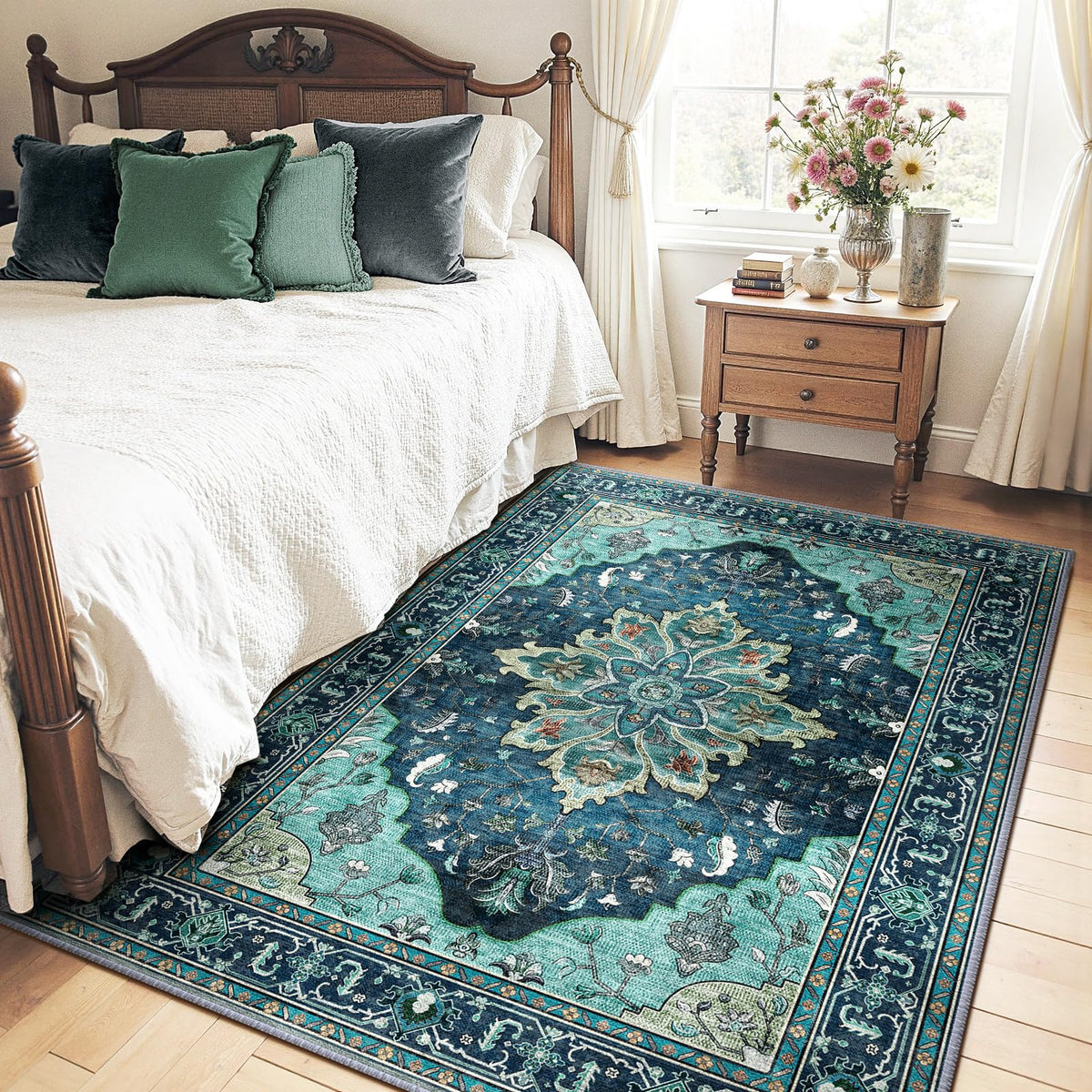 Washable Area Rug (Teal / 4' x 5' (Rectangular))