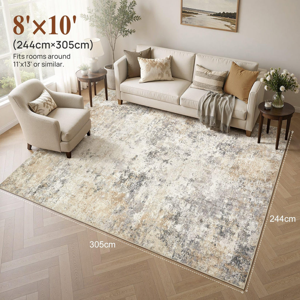 8x10 Area Rug Living Room Rugs (Golden Grey / 8' x 10' (Rectangular))