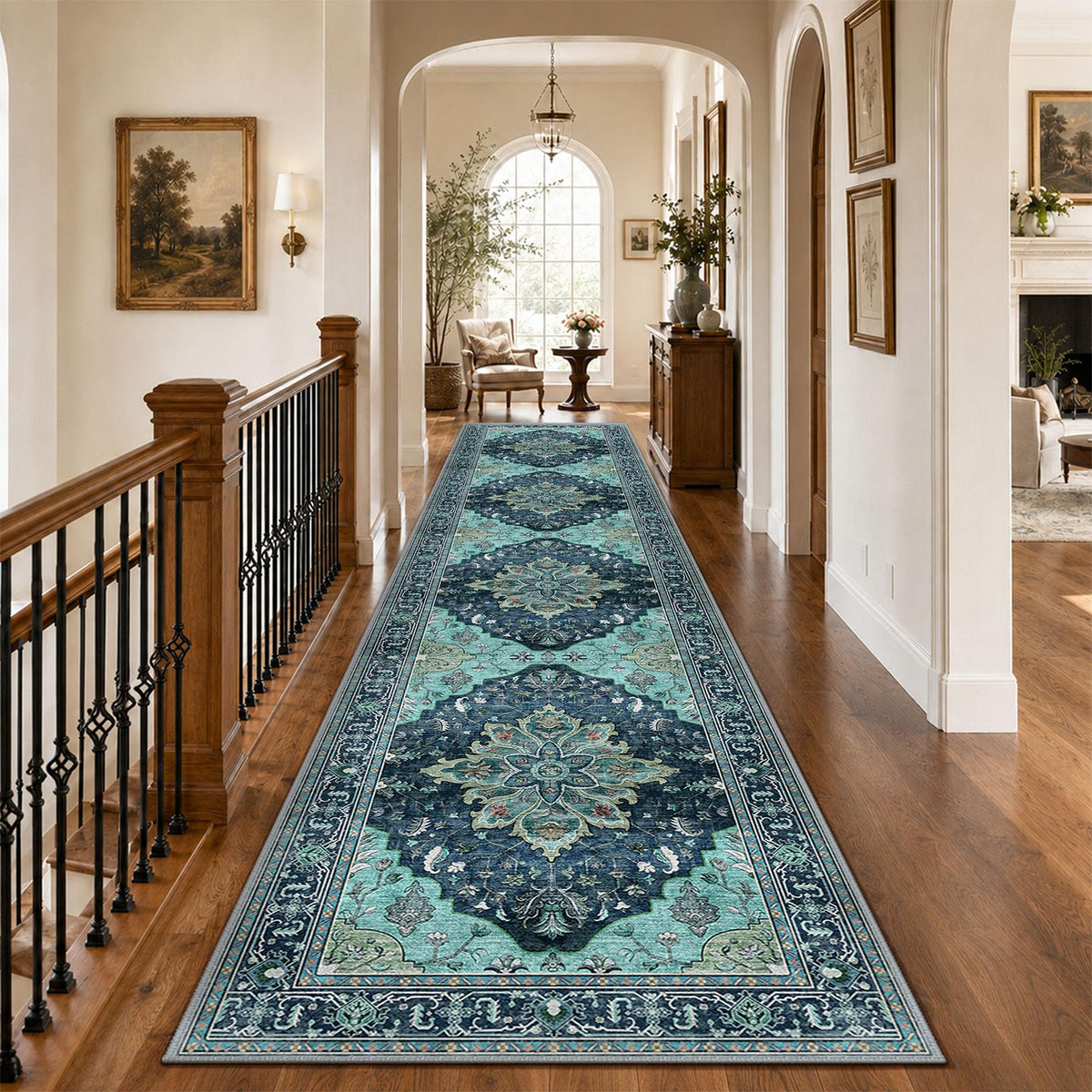 Washable Area Rug (Teal / 3' x 12' (Rectangular))
