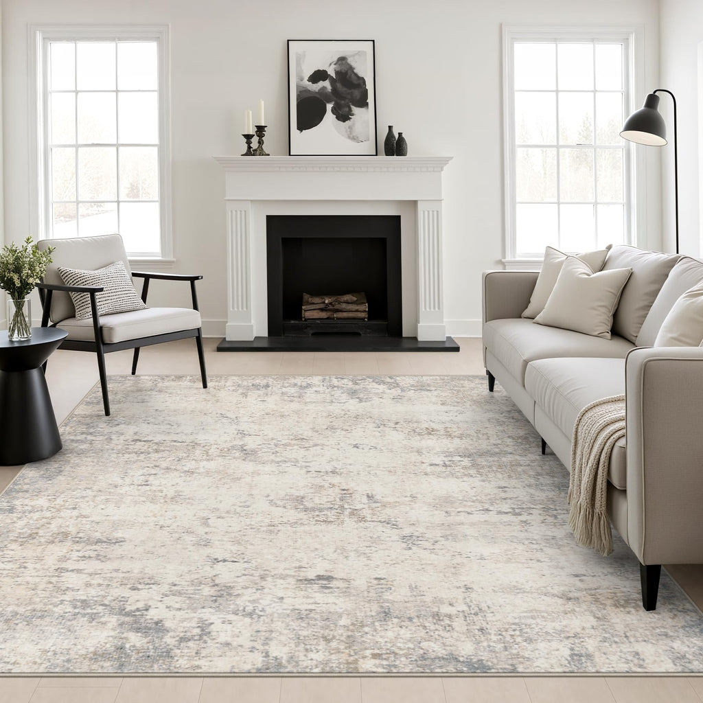 Area Rug Living Room (Grey Beige Brown / 8' x 8' (Square))