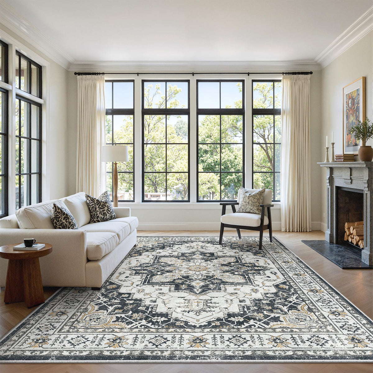 5x7 Area Rugs for Living Room (Black / 5' x 7' (Rectangular))