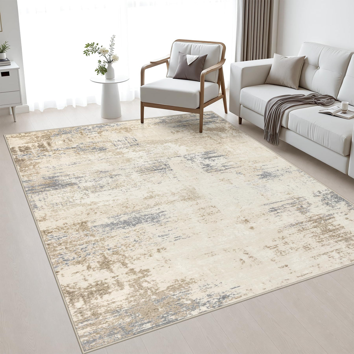 5x7 Area Rug Living Room (Beige Brown / 5' x 7' (Rectangular))