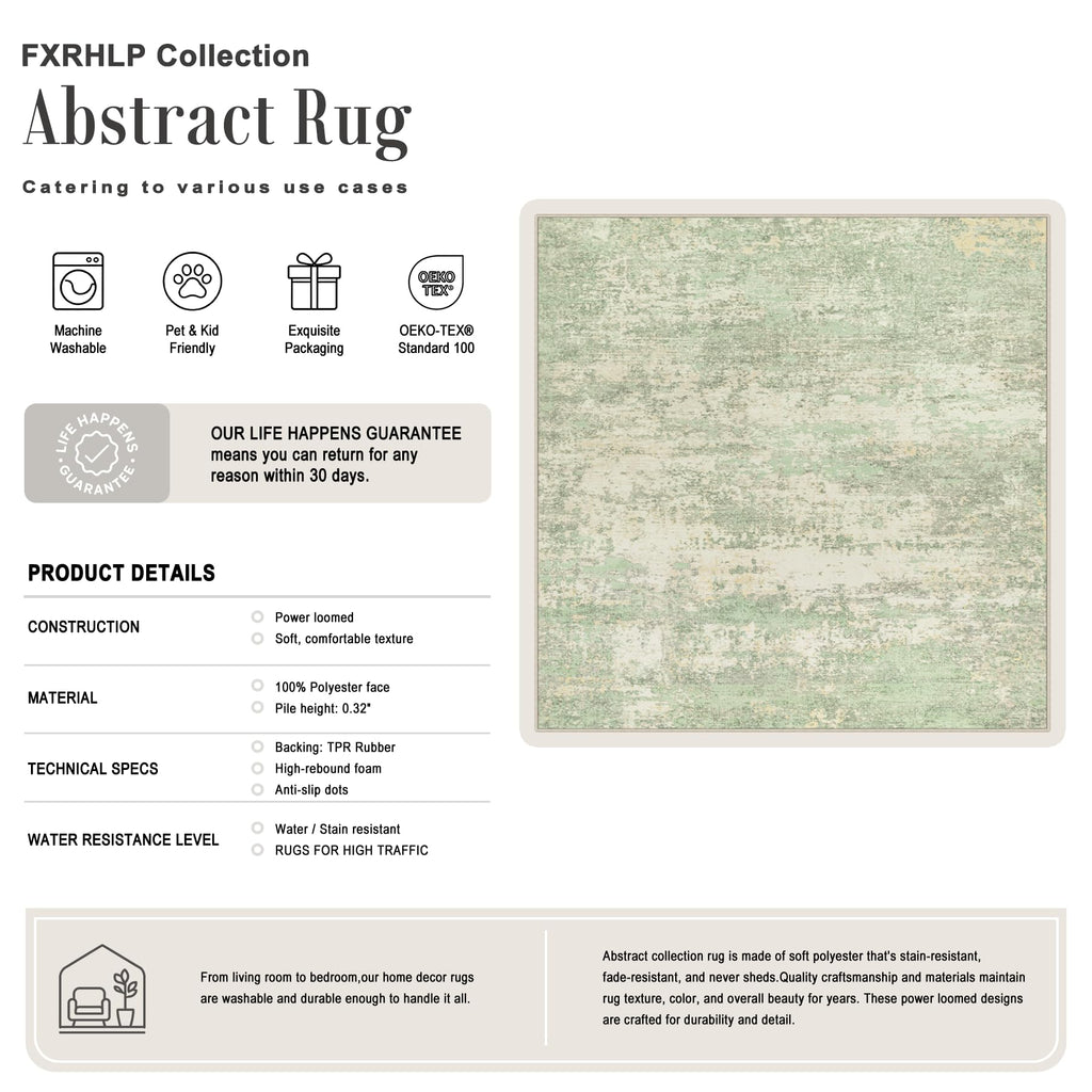 Area Rug Living Room (Green Cream / 4' x 4' (Square))