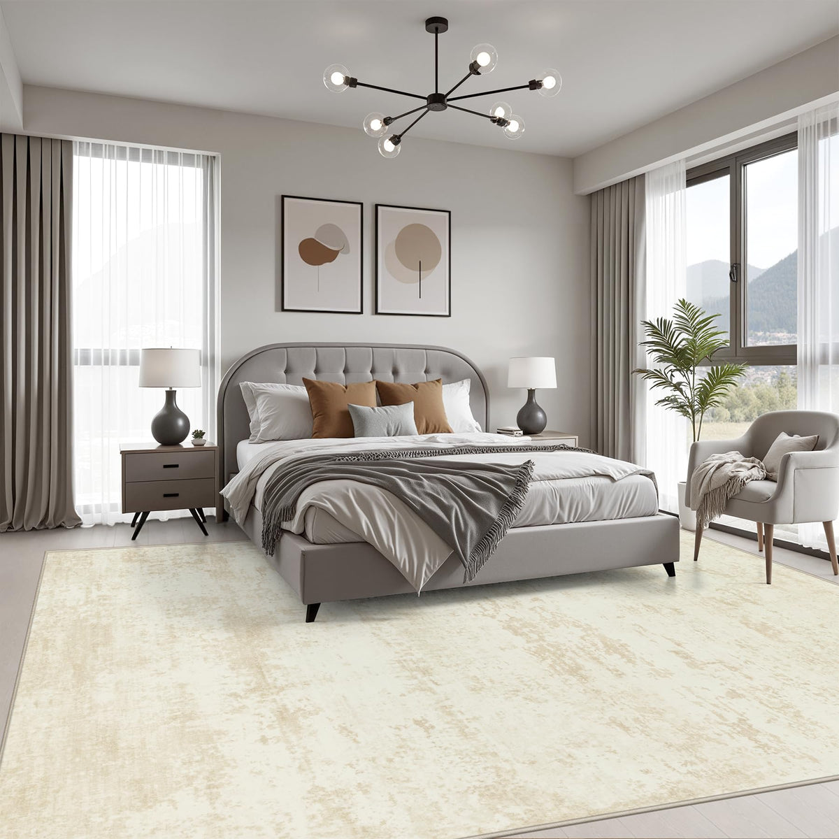 Area Rug Living Room (Beige / 4' x 6' (Rectangular))