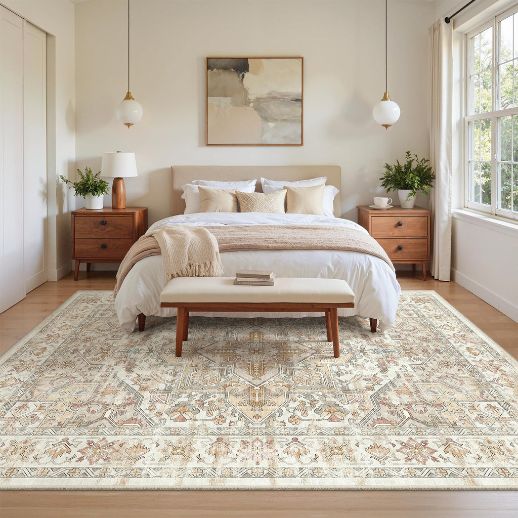 5x7 Area Rugs for Living Room (Orange/Beige / 5' x 7' (Rectangular))