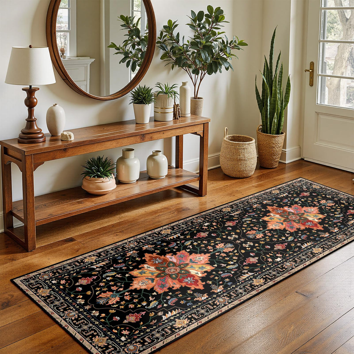 Washable Area Rug (Black/Colorful / 2' x 5' (Rectangular))
