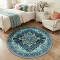 Washable Area Rug (Teal / 4' (Round))