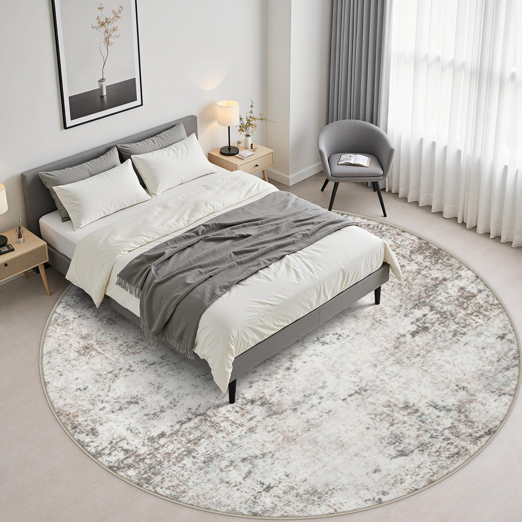 Round Area Rug Living Room (Brown Grey / 6' (Round))