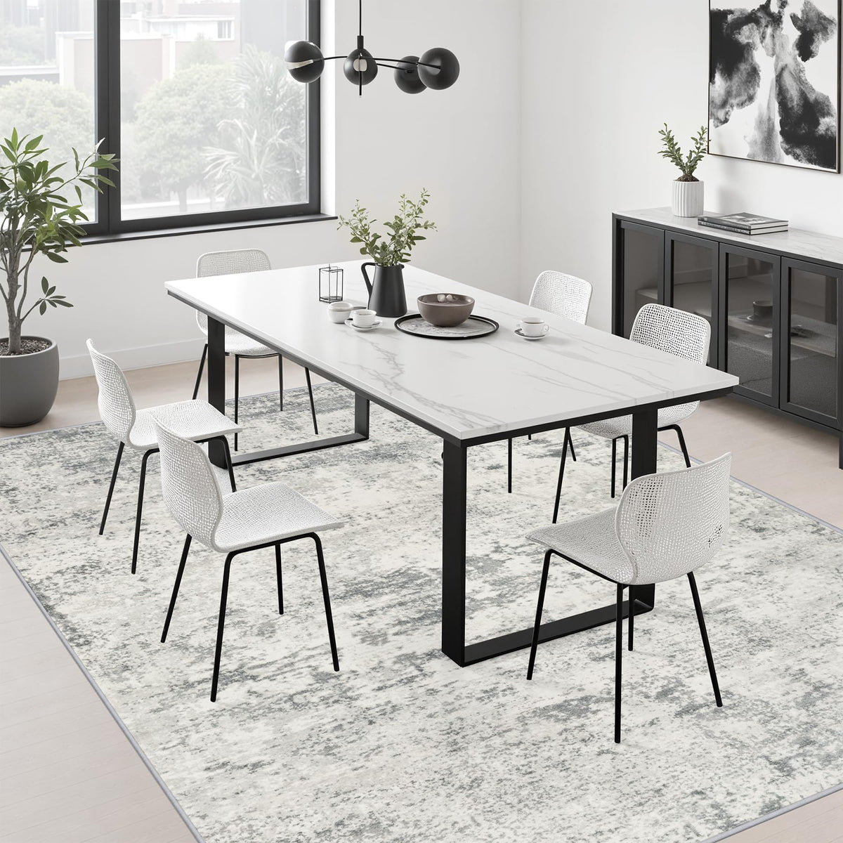 8x10 Area Rug Living Room (Grey White / 8' x 10' (Rectangular))