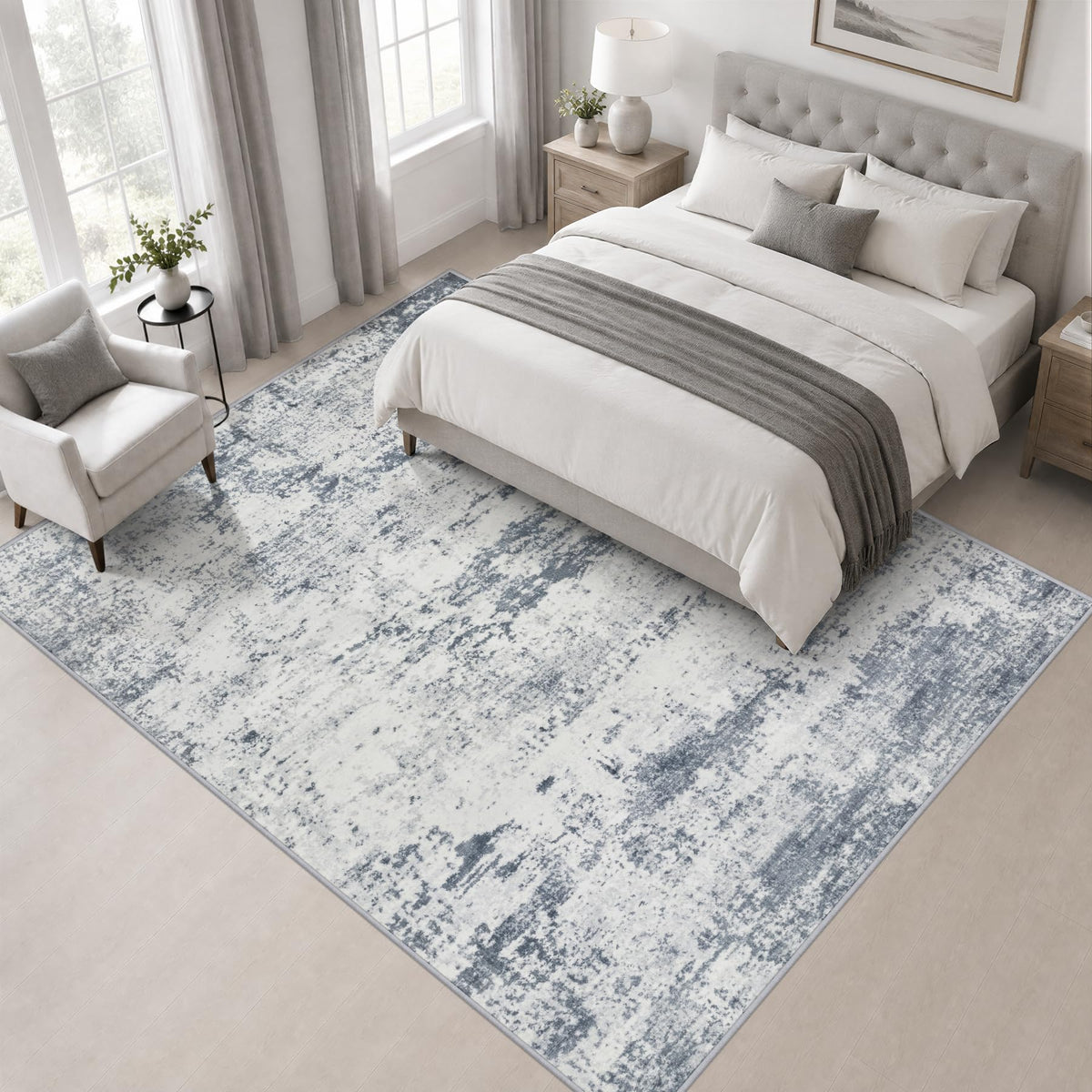Area Rug Living Room (Blue Grey / 4' x 4' (Square))