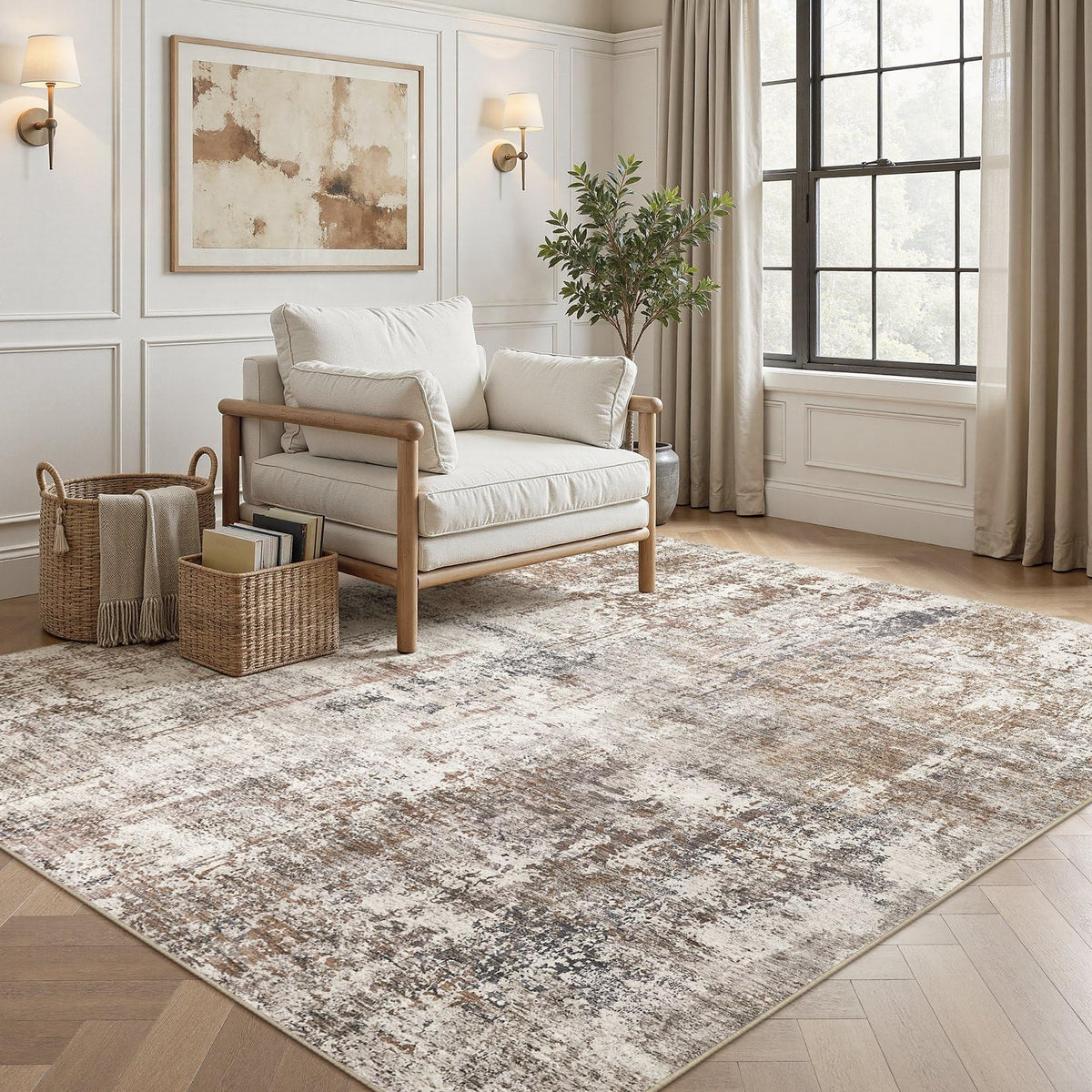 5x8 Area Rug Living Room Rugs (Brown/Grey/Red / 5' x 8' (Rectangular))