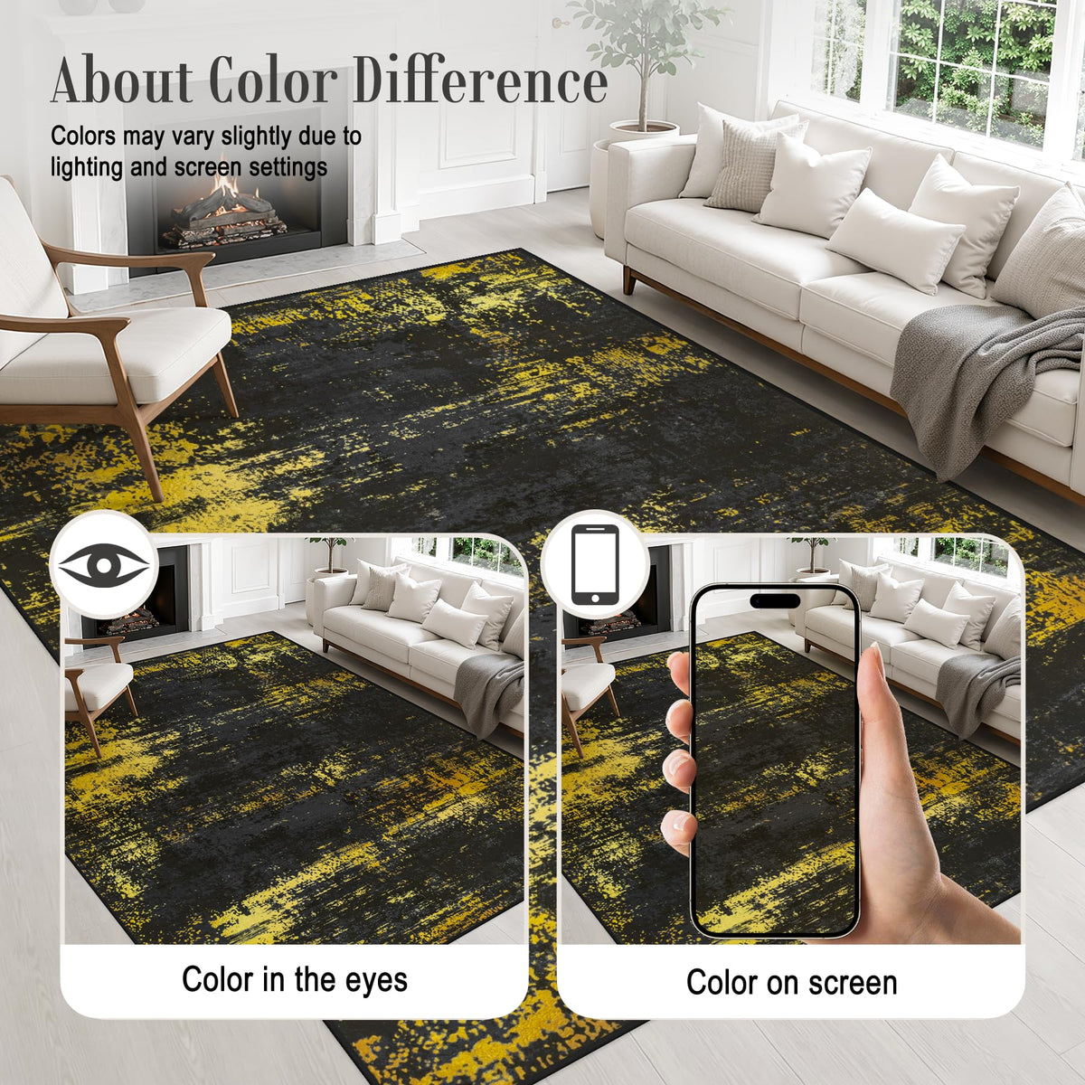 Area Rug Living Room (Dark Black Gold / 8' x 8' (Square))