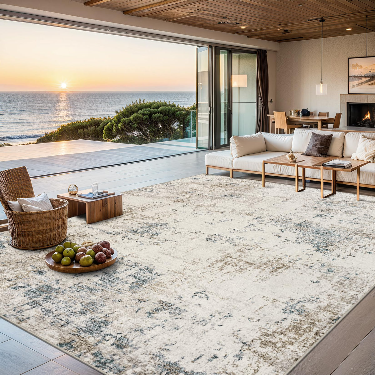 10x12 Area Rug Living Room (Beige | Navy Brown / 10' x 12' (Rectangular))