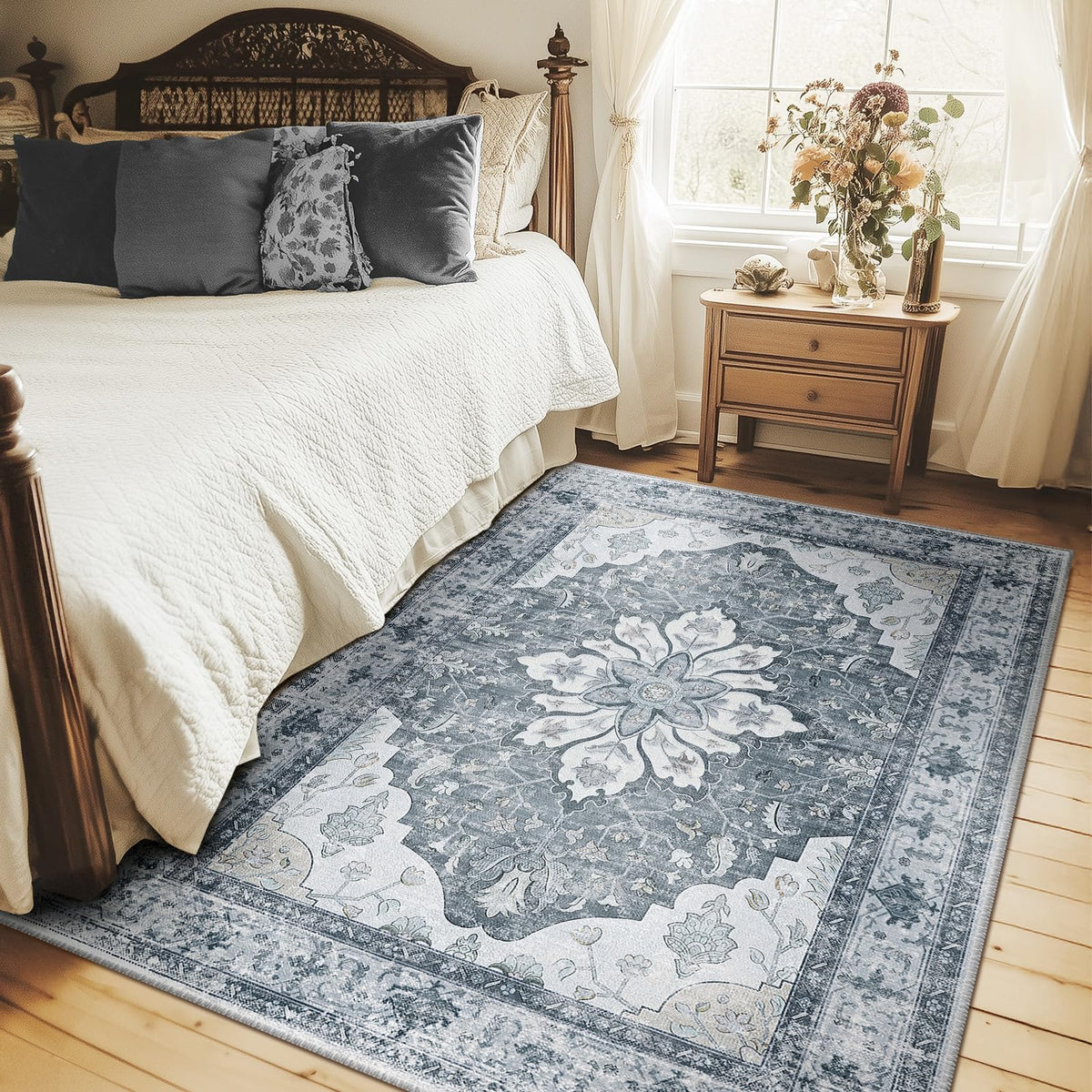 Washable Area Rug (Grey/White/Beige / 4' x 6' (Rectangular))