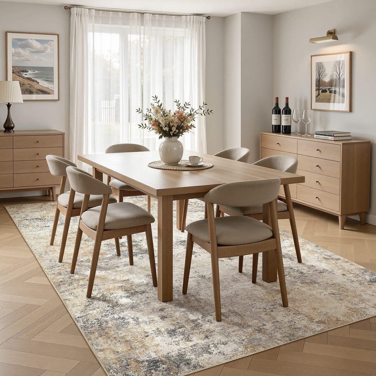 6x9 Washable Area Rug (Golden Grey / 6' x 9' (Rectangular))
