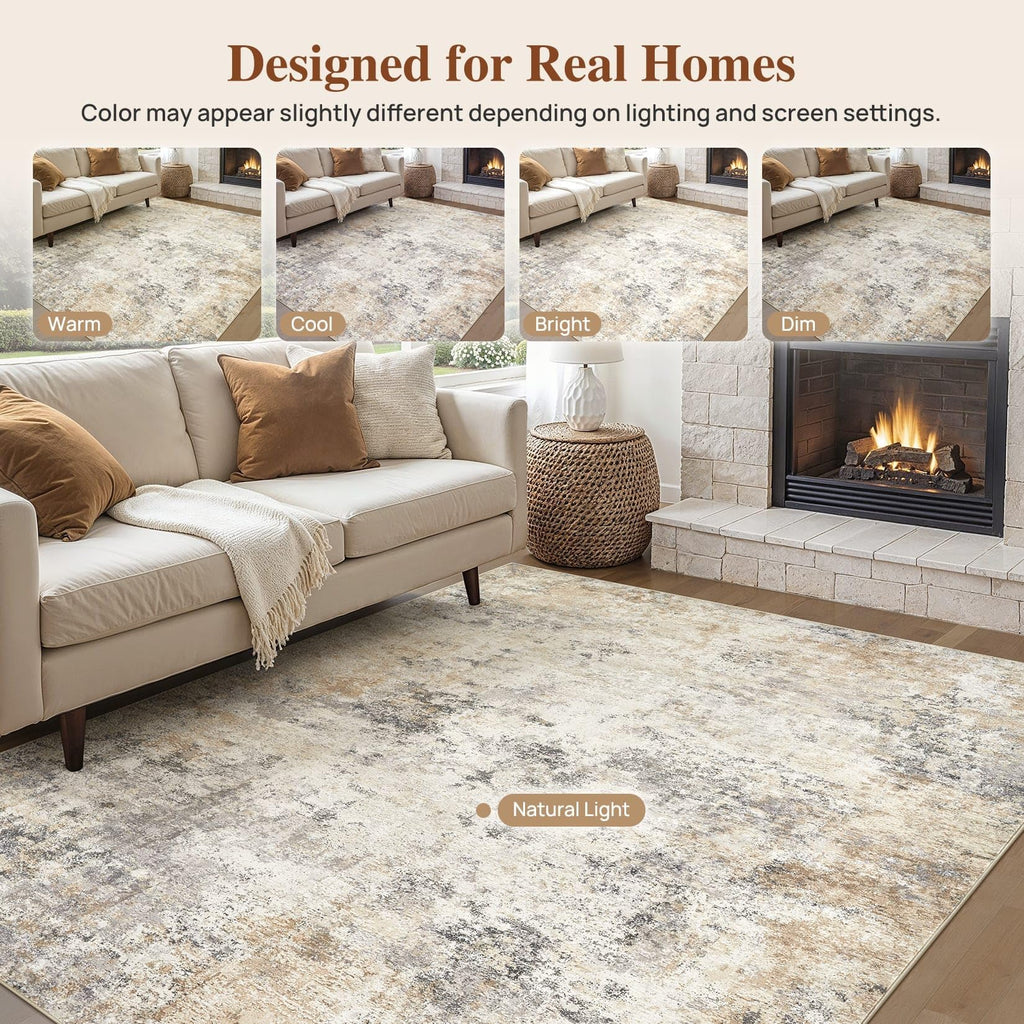 6x9 Washable Area Rug (Golden Grey / 6' x 9' (Rectangular))