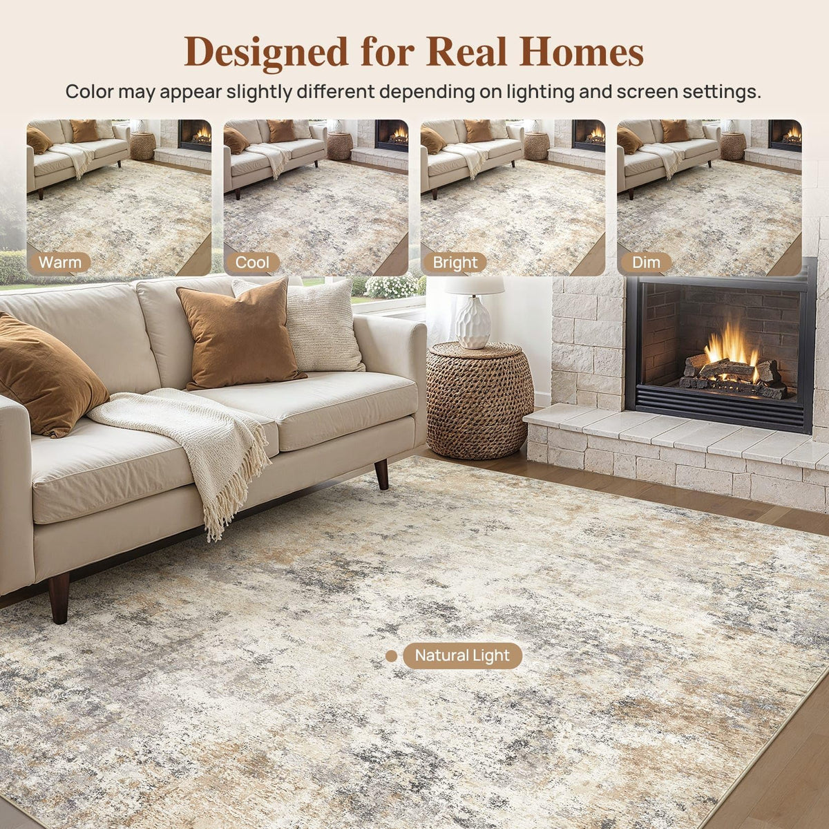 6x9 Washable Area Rug (Golden Grey / 6' x 9' (Rectangular))