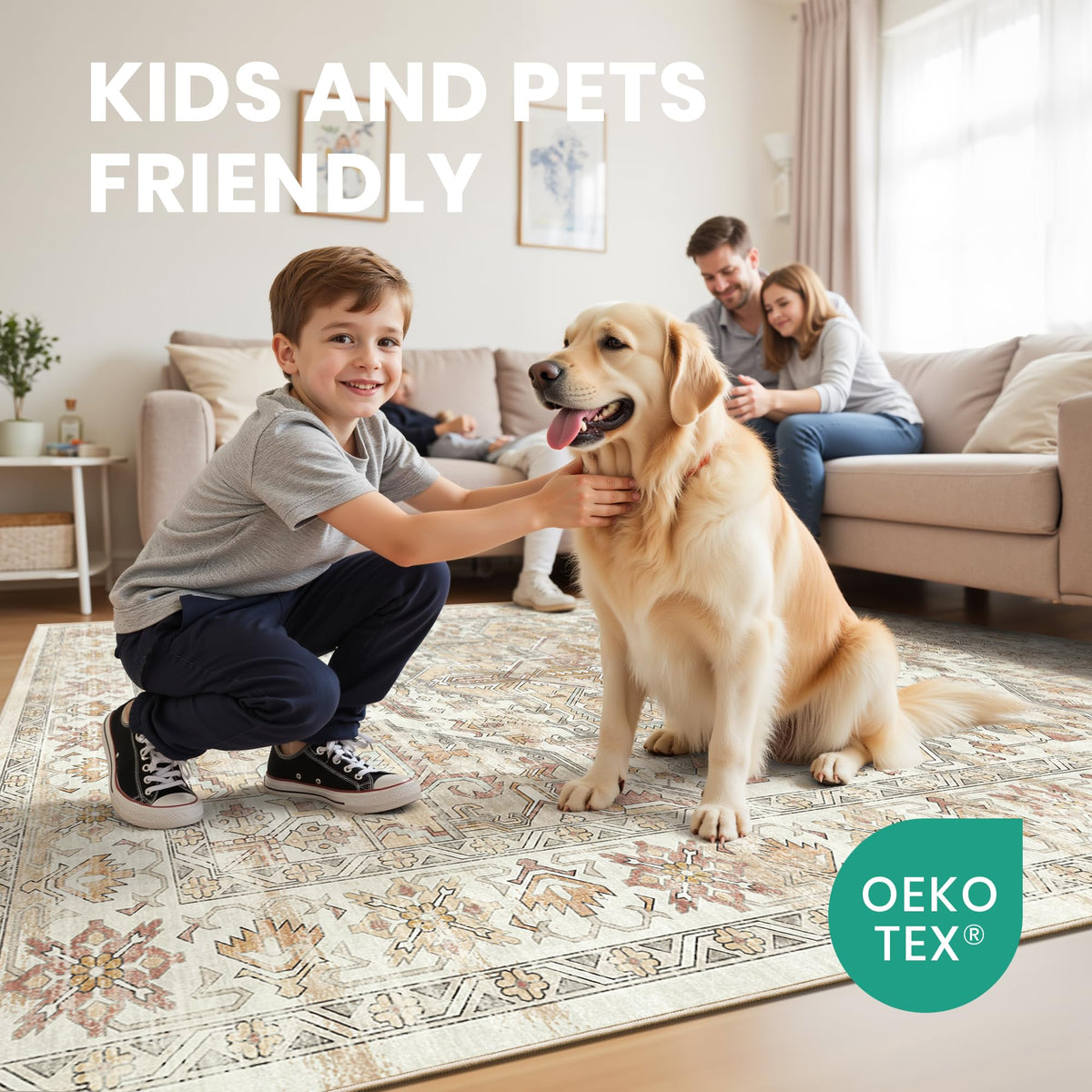 5x7 Area Rugs for Living Room (Orange/Beige / 5' x 7' (Rectangular))