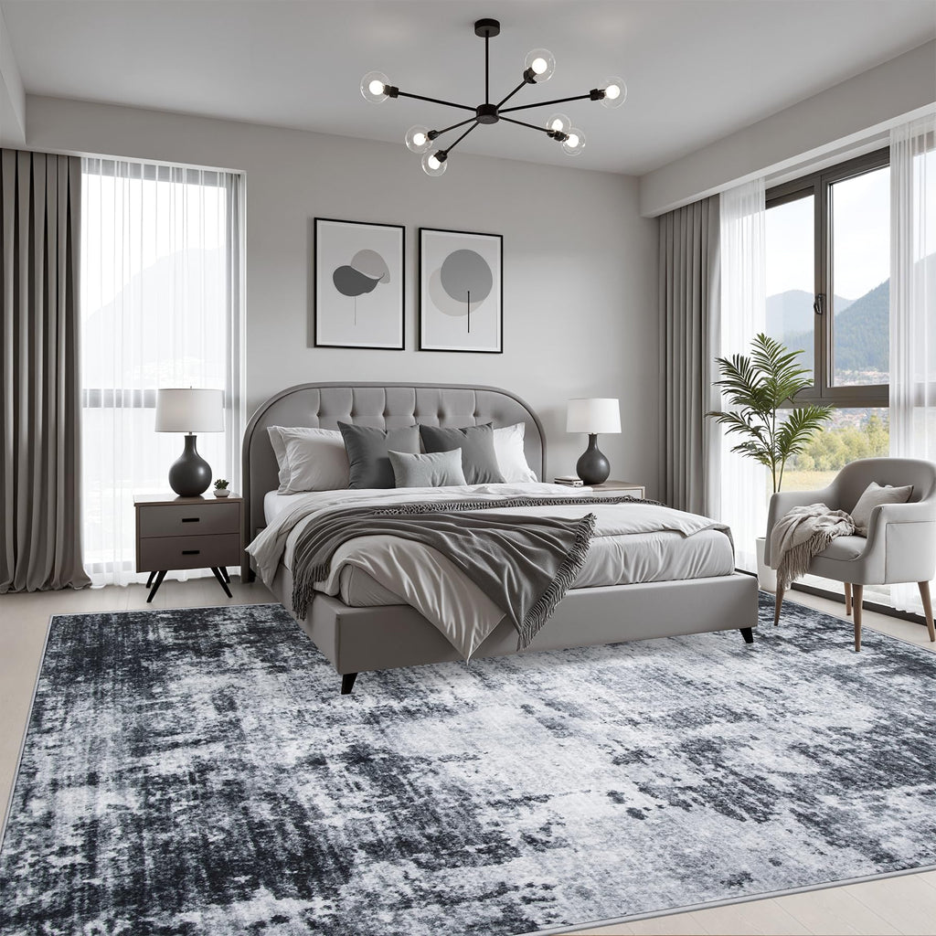 5x7 Area Rug Living Room (Dark Black / 5' x 7' (Rectangular))