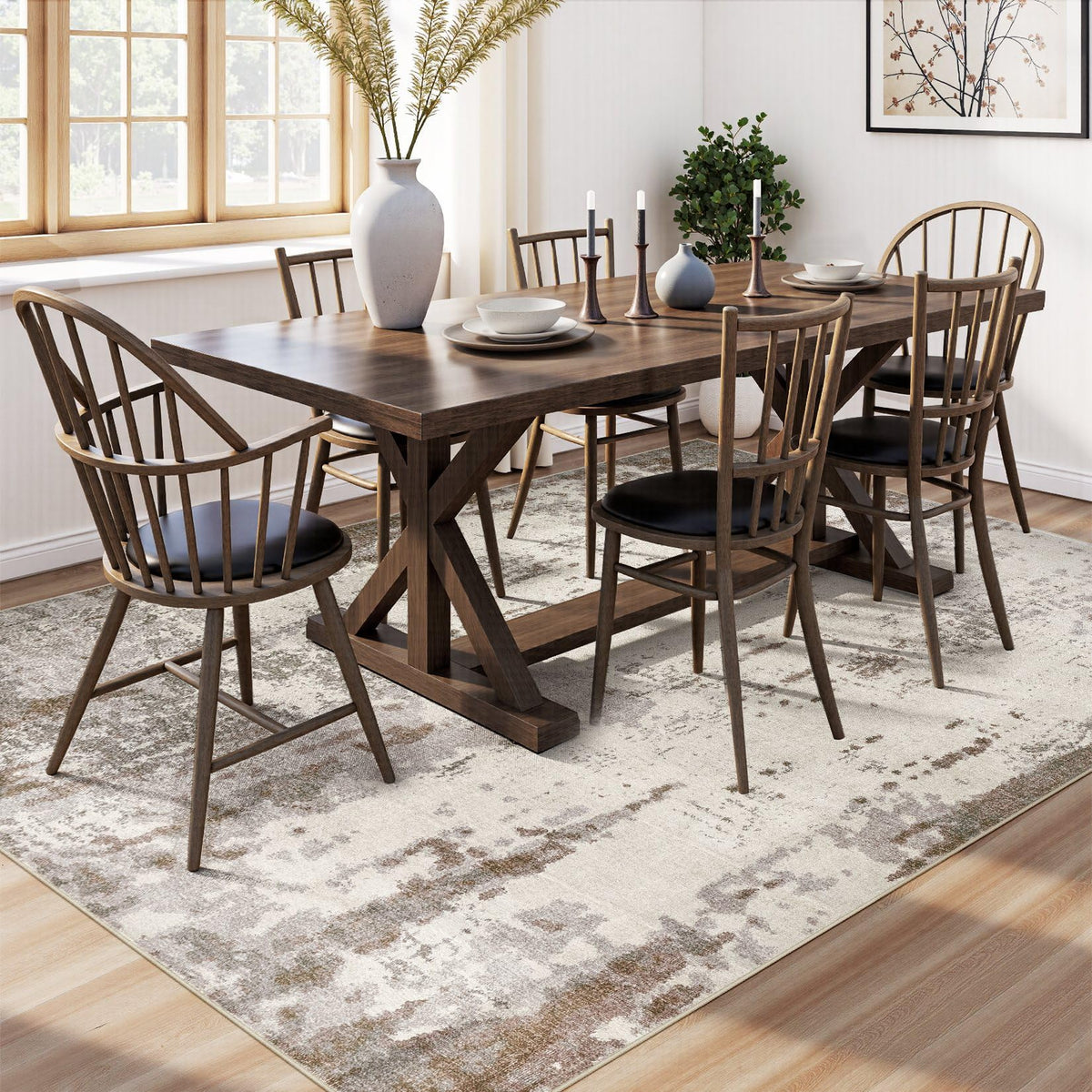 Area Rug Living Room Rugs (Brown/Grey/Beige / 7' x 9' (Rectangular))