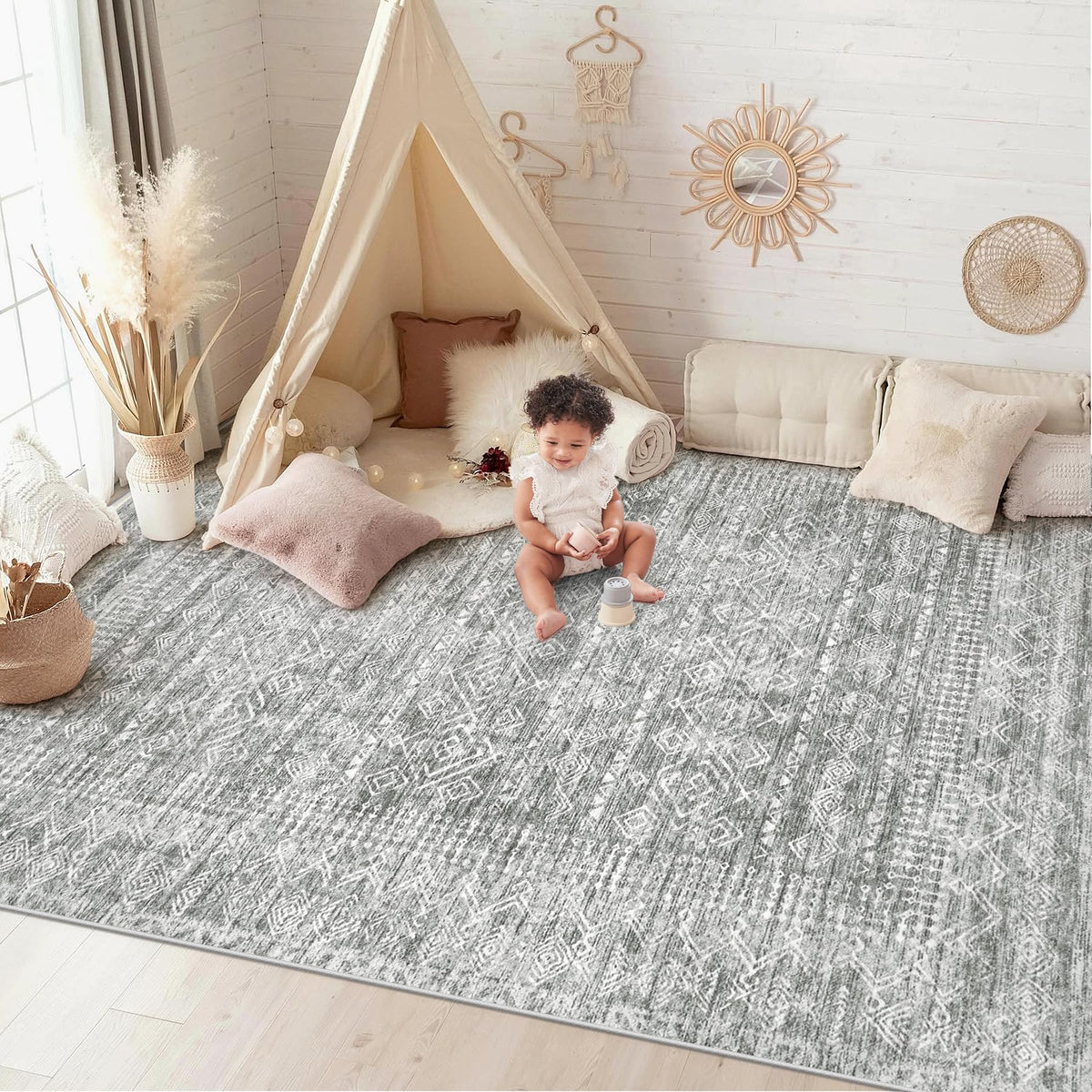 6x9 Area Rugs for Living Room (Grey / 6' x 9' (Rectangular))
