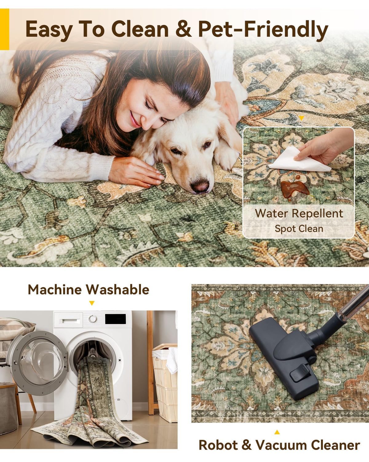 Washable Area Rug (Brick/Brown/Green / 10' x 12' (Rectangular))