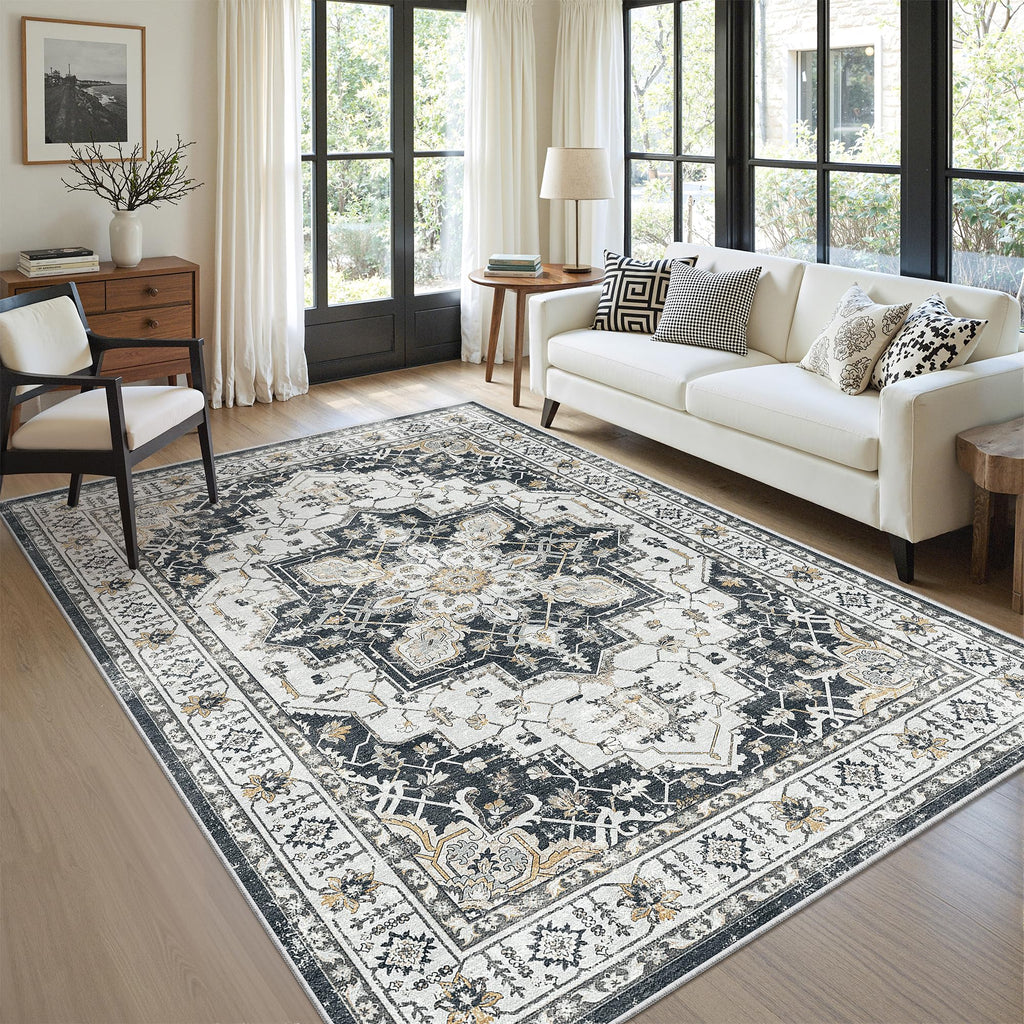 5x7 Area Rugs for Living Room (Black / 5' x 7' (Rectangular))