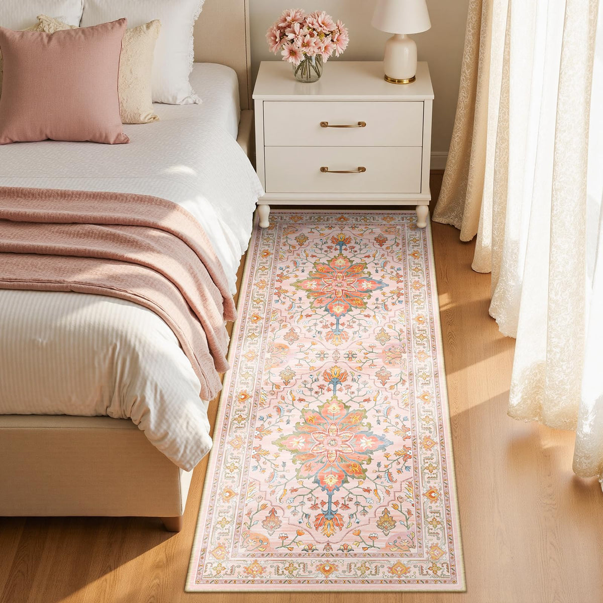 Washable Area Rug (Pink/Light Pink/Colorful / 2' x 6' (Rectangular))