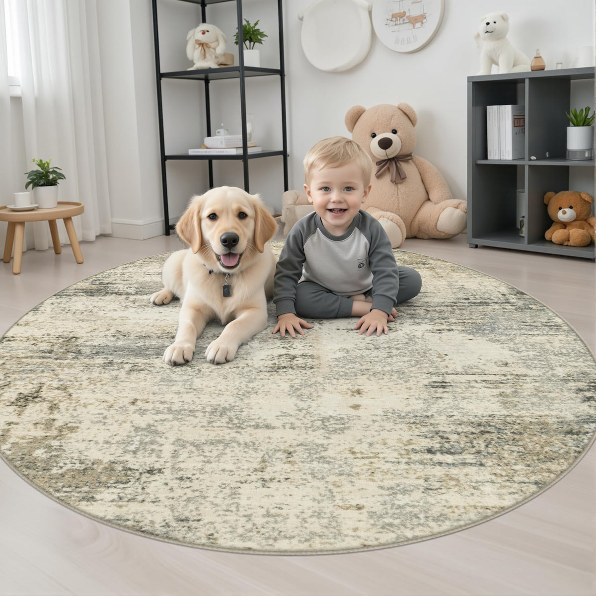Round Area Rug Living Room (Ash Brown / 5' (Round))