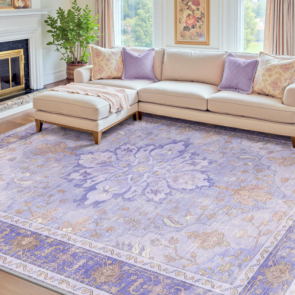 Washable Area Rug (Purple / 8' x 10' (Rectangular))