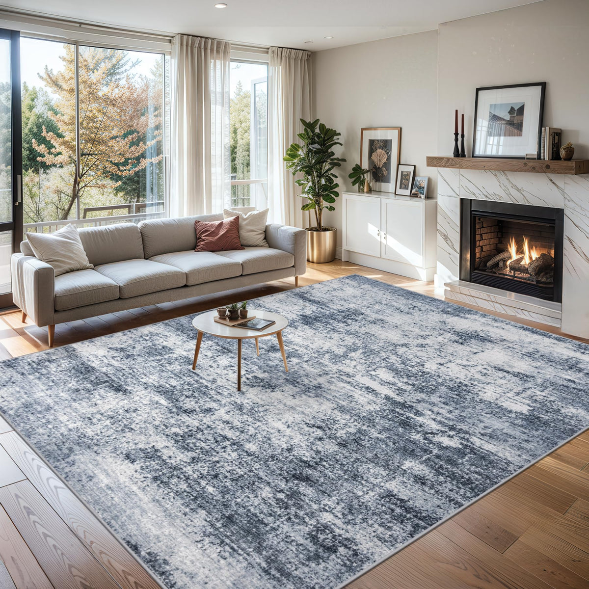 9x12 Area Rug Living Room (Grey Blue / 9' x 12' (Rectangular))