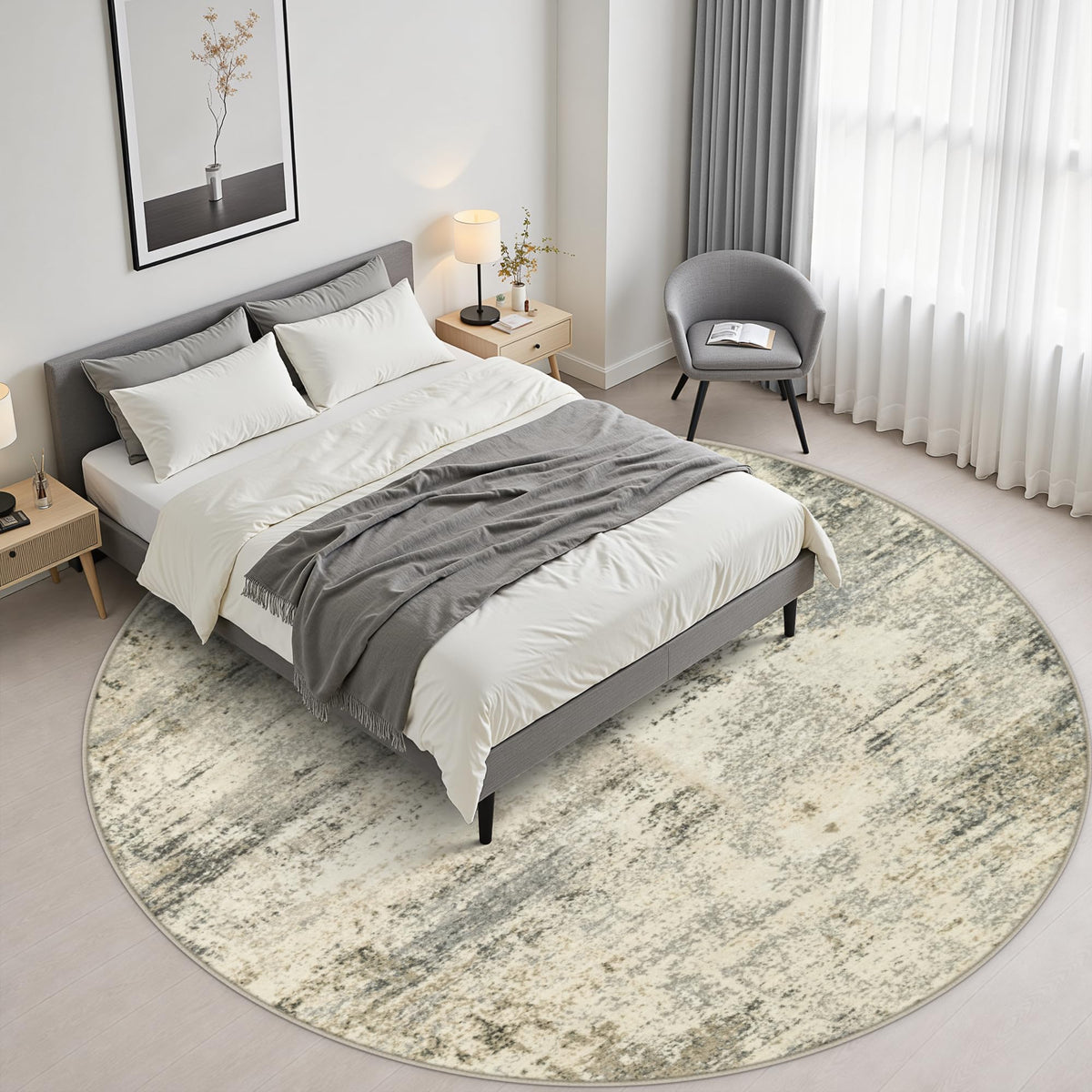 Round Area Rug Living Room (Ash Brown / 4' (Round))