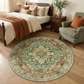 Washable Area Rug (Brick/Brown/Green / 4' (Round))