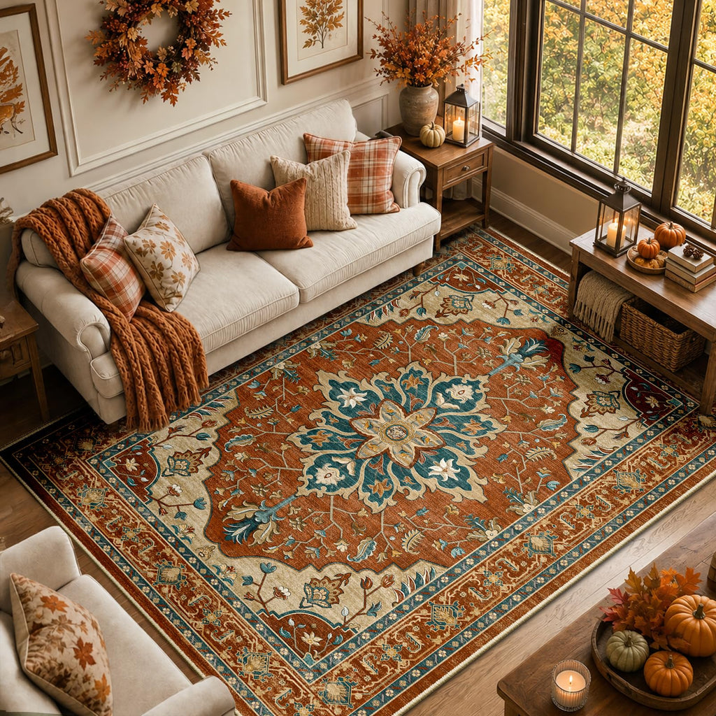Washable Area Rug (Red/Orange/Blue/Brown / 5' x 7' (Rectangular))