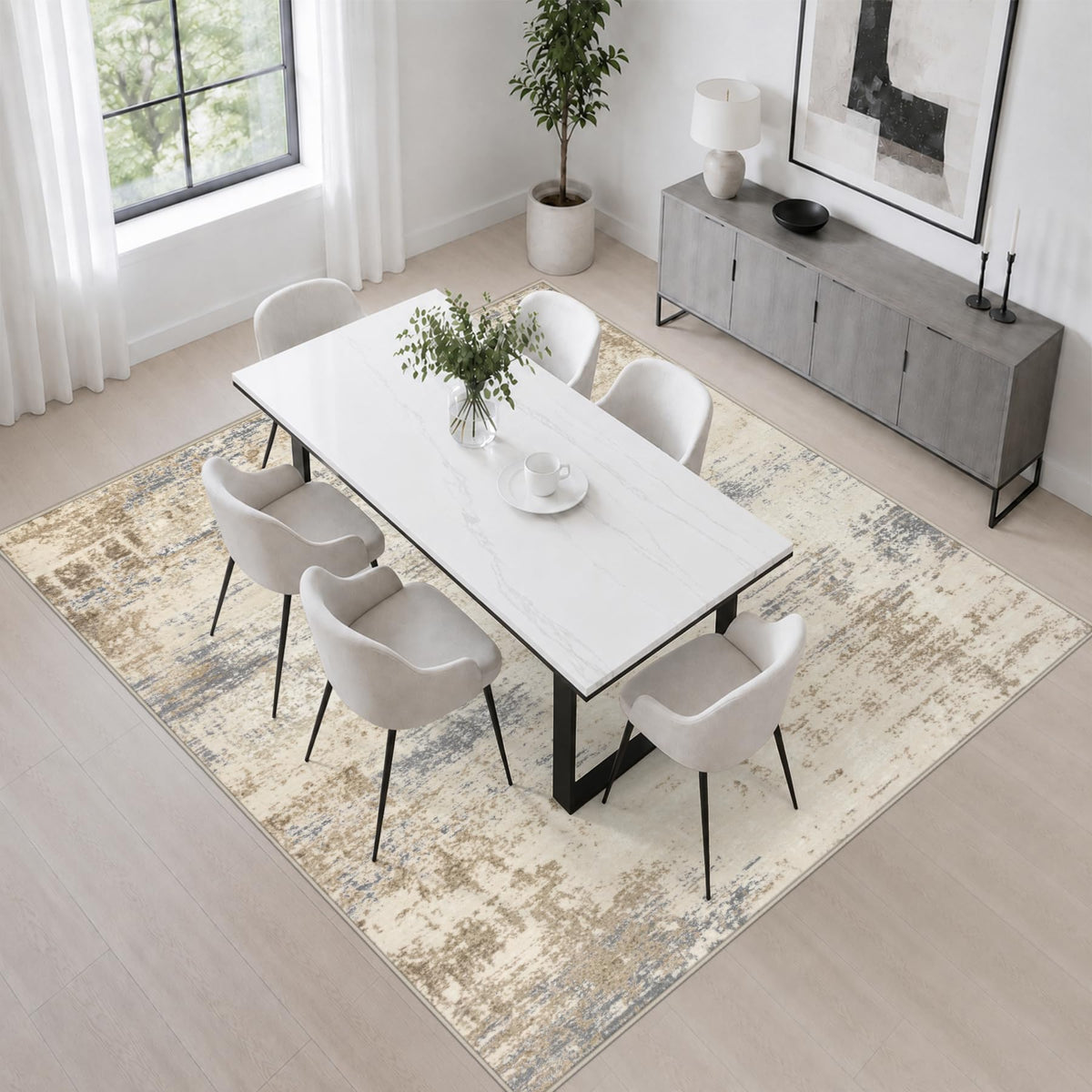 Area Rug Living Room (Beige Brown / 8' x 8' (Square))