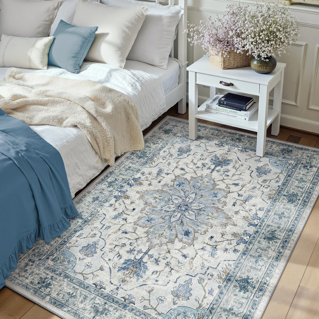 Washable Area Rug (Blue/White/Gray / 3' x 5' (Rectangular))
