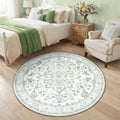 Washable Area Rug (Green/White/Blue / 4' (Round))