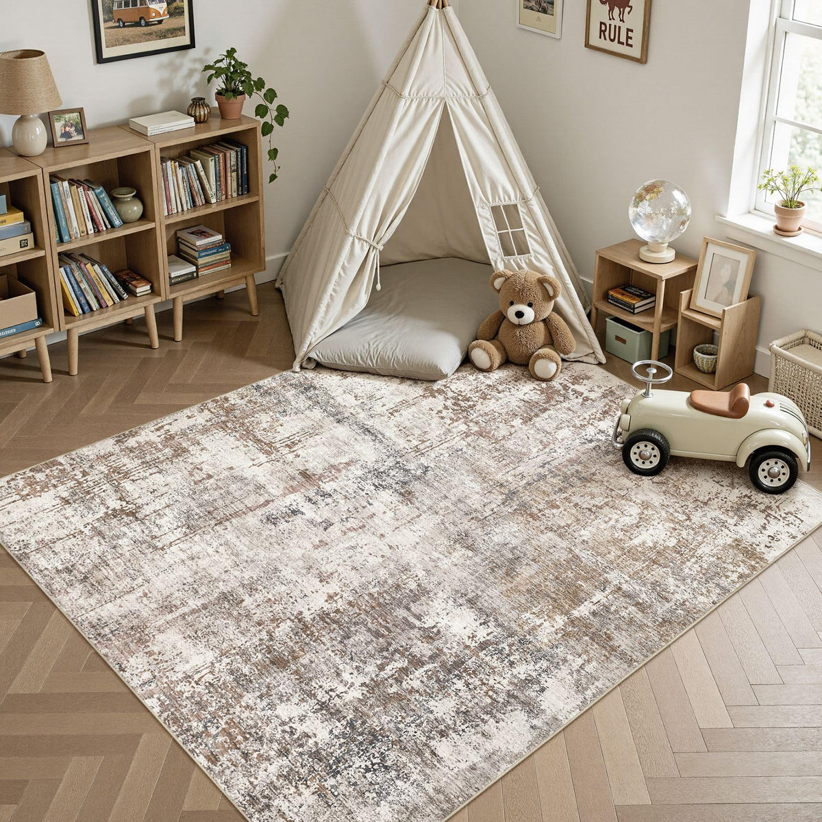 5x8 Area Rug Living Room Rugs (Brown/Grey/Red / 5' x 8' (Rectangular))