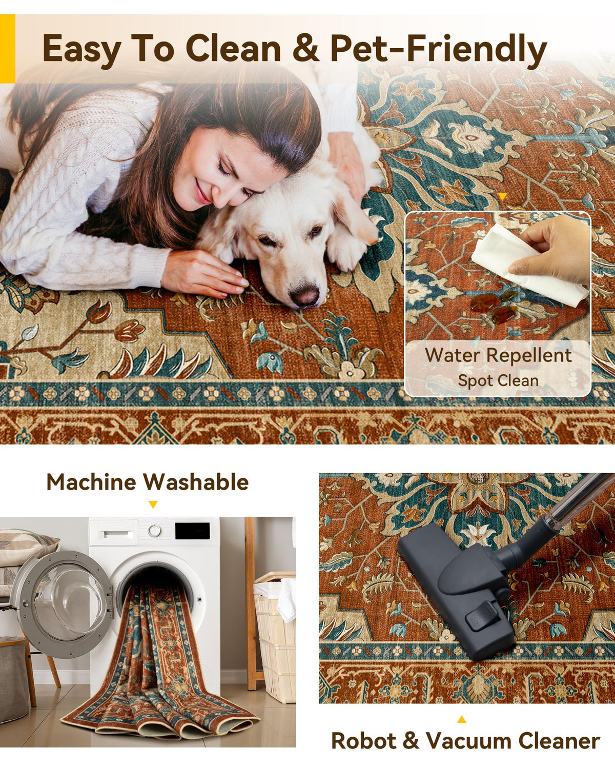 Washable Area Rug (Red/Orange/Blue/Brown / 5' x 7' (Rectangular))