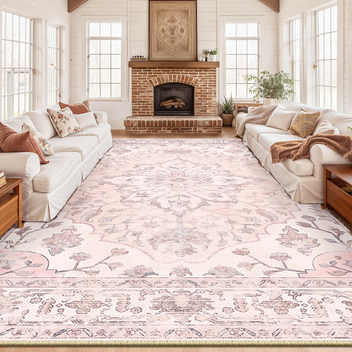 Washable Area Rug (Pink / 10' x 14' (Rectangular))