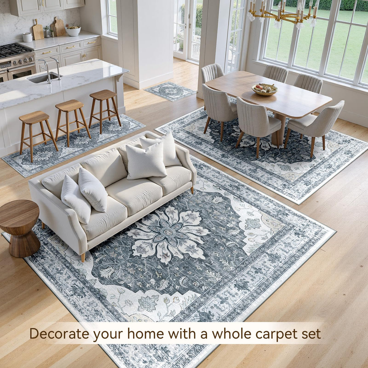 Washable Area Rug (Grey/White/Beige / 2' x 8' (Rectangular))