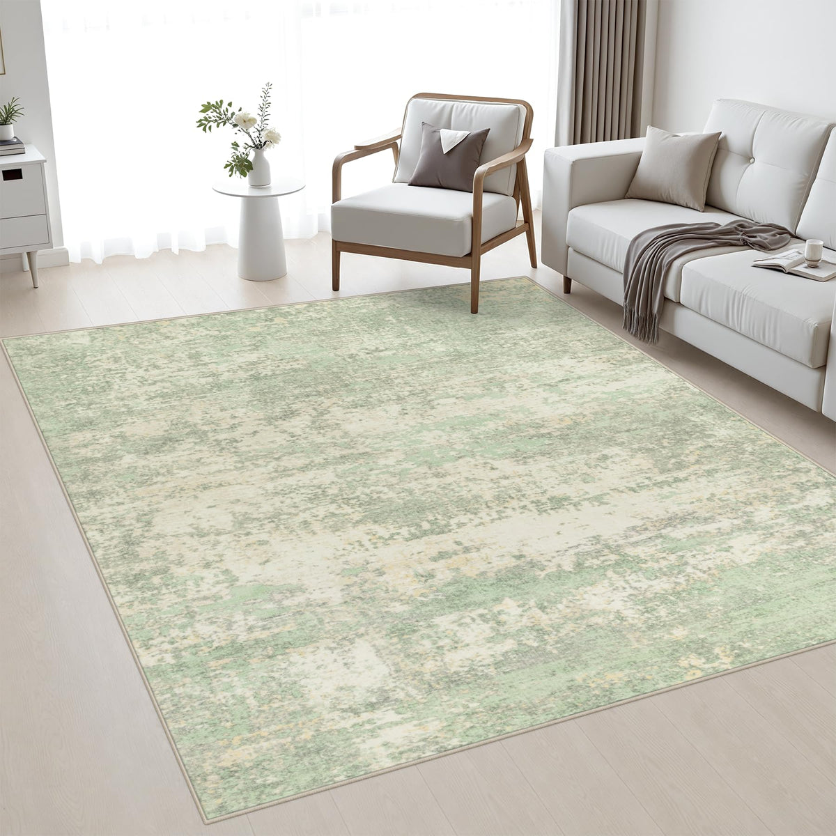 Area Rug Living Room (Green Cream / 4' x 4' (Square))