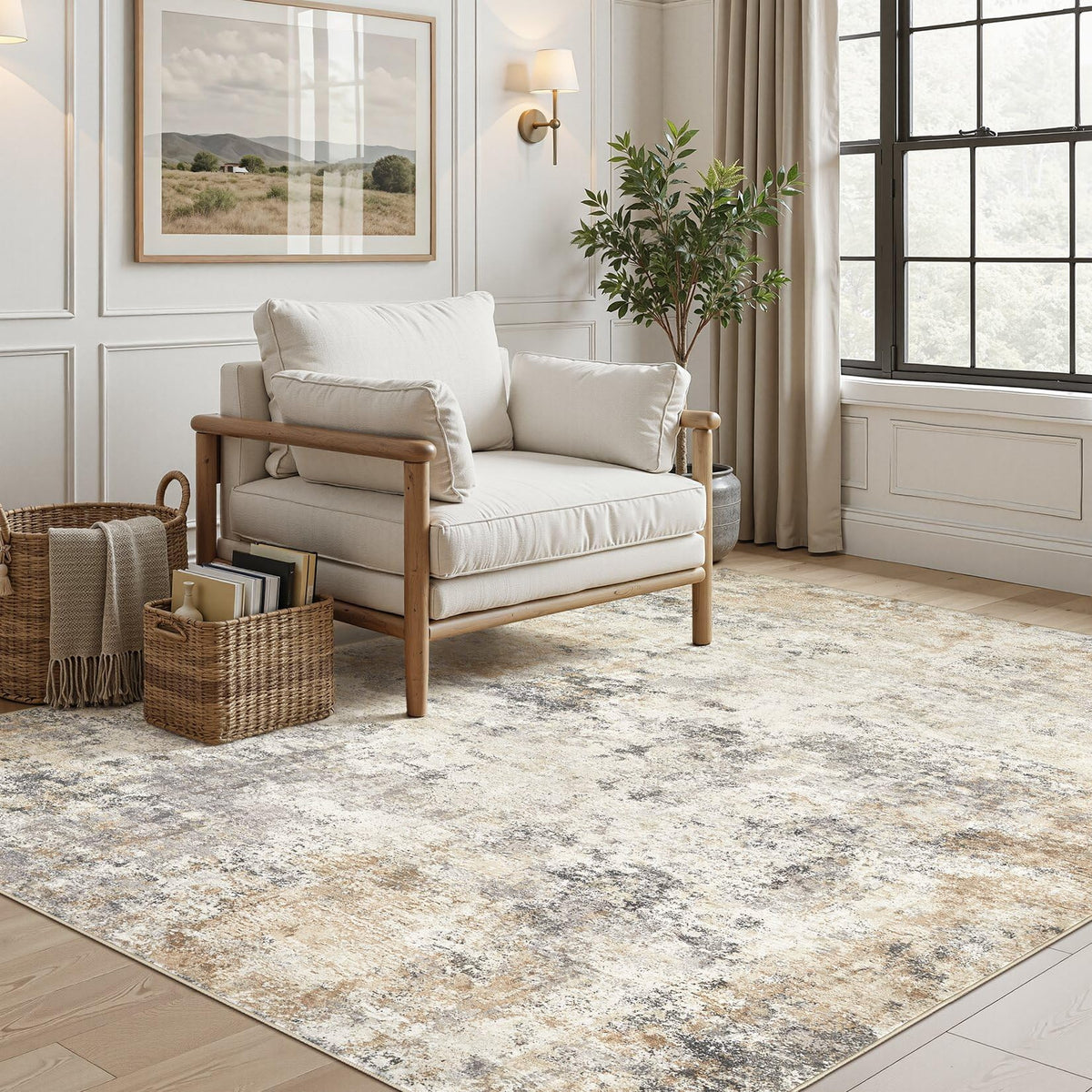 5x8 Area Rug Living Room Rugs (Golden Grey / 5' x 8' (Rectangular))