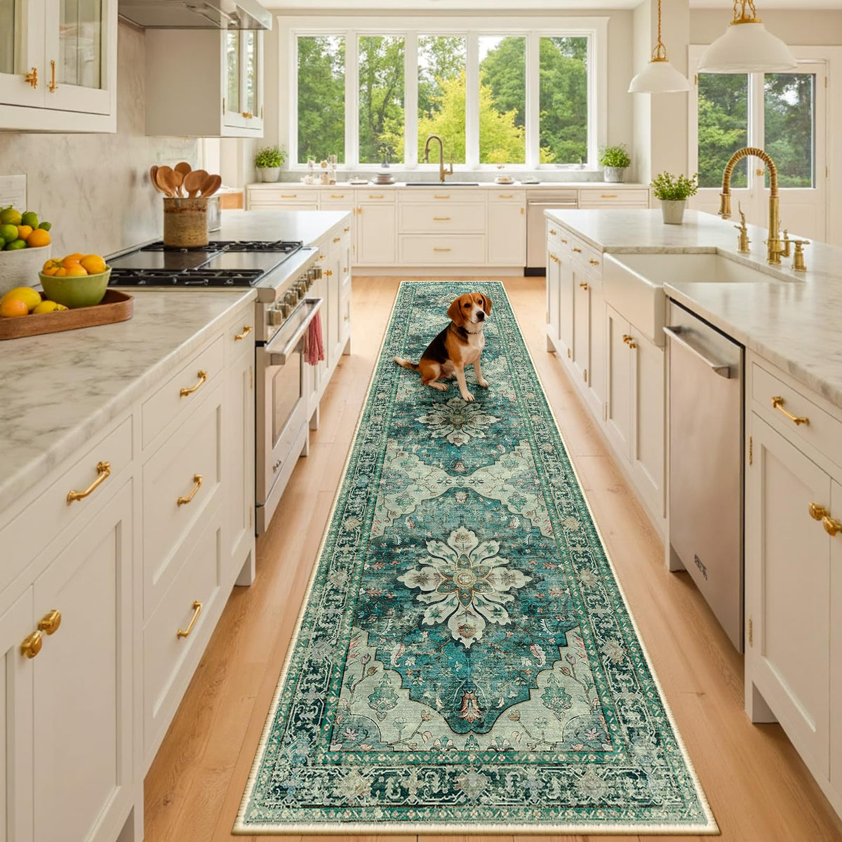 Washable Area Rug (Blue/Vintage Dark Blue / 2' x 10' (Rectangular))