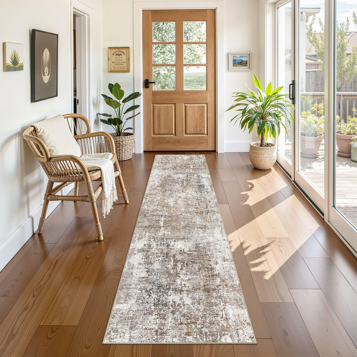 2x8 Washable Runner Rug for Hallway (Brown/Grey/Red / 2' x 8' (Runner))